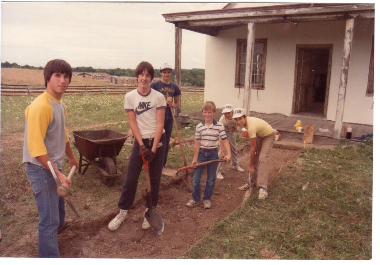 Boy Scouts making a path, August 1983