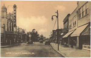 4125.69 Ambler Pa Postcard_Ambler Theater and Main Street (Actually Butler Ave)