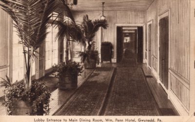 4500_229_Gwynedd PA Postcard_William Penn Hotel_Lobby Entrance to Main Dining Room_Circa 1941