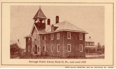 4500_244_Hatfield PA 1976 Reproduction Postcard_Borough Public School Used Until 1923